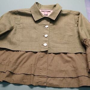 Kate & Mallory Women's XL 3/4 Bell Sleeve Silver Tone Metal Buttons Front Pocket